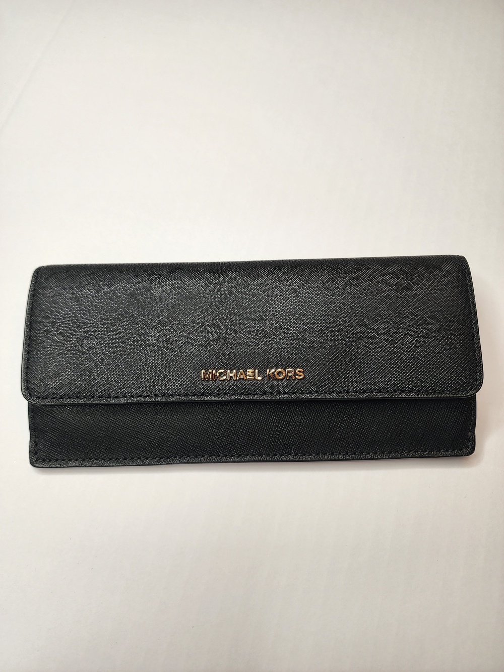 MICHAEL KORS Black Leather Flat Wallet